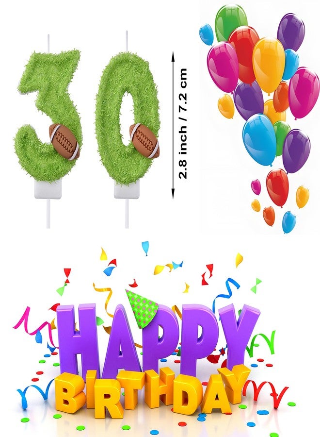 VSHILI 30 Birthday Candles, 30th Cake Candles, Green Happy Birthday Number 30 Candles Cake Topper Decorations for Party Men Women - Image 2